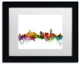 "Cincinnati, Ohio Skyline" Matted Framed Canvas Art by Michael Tompsett