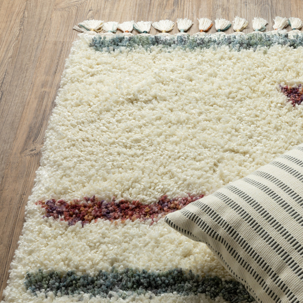Aurora Geo Stripe Ivory/Multi Indoor Area Rug, Ivory, 7'10" x 10'10"
