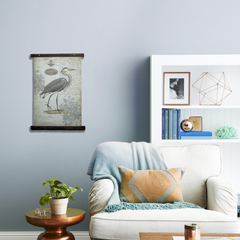 Grey Vintage Heron Large Tapestry Wall Decor