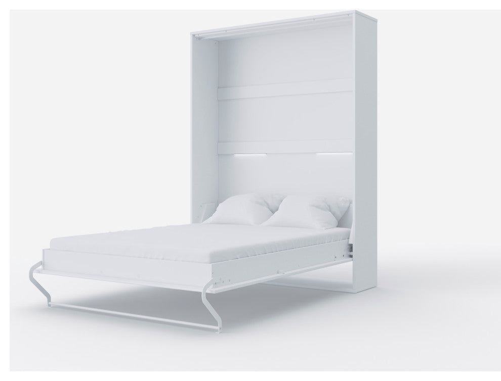 Contempo Vertical Wall Bed, European Full XL SIze, White/White Gloss