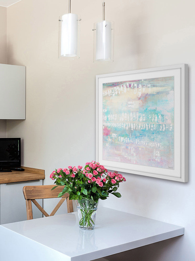 "Many White Boats" Framed Painting Print, 32"x32"