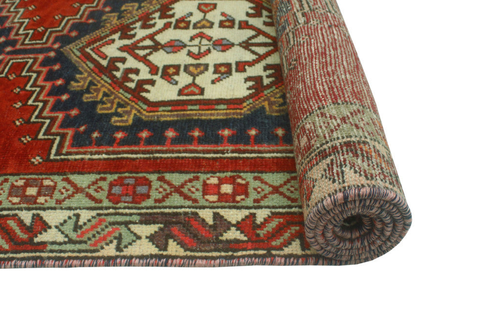 Fine Vintage Distressed Bagga Red/Beige Runner, 3'1x10'9