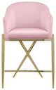 Xavier Velvet Upholstered Counter Height Stool, Pink, Gold Finish