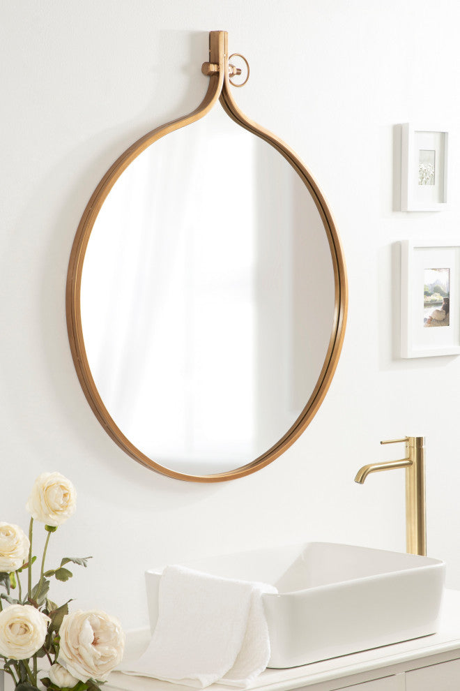 Yitro Metal Framed Wall Mirror, Gold, 30x37
