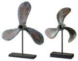 Uttermost 19947 Propellers Sculptural Object - 2 Piece Set - Rust Brown