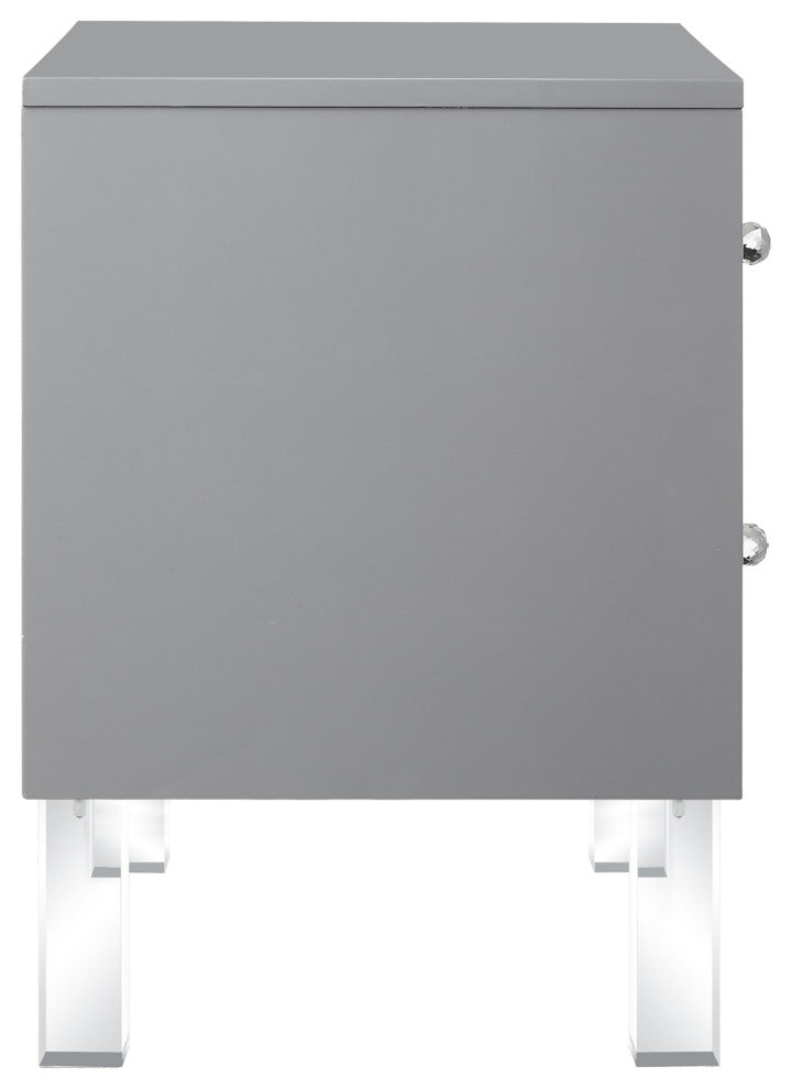 Martina Lacquer-Finish Lucite Leg and Handle Side Table, Light Grey
