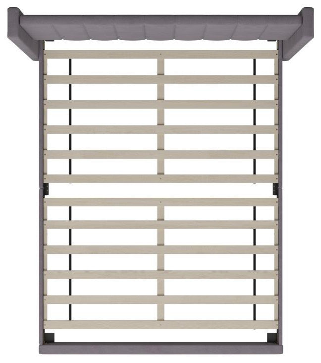 Bianca Upholstered Platform Bed w/Vertical Stitched Wingback Headboard, Gray Velvet, Full