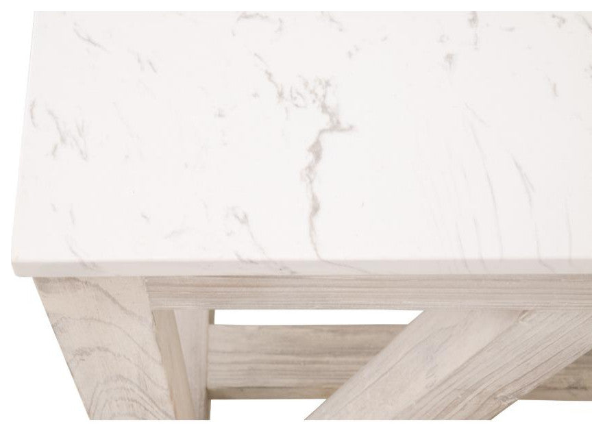 Spruce End Table, White Wash Pine, White Quartz