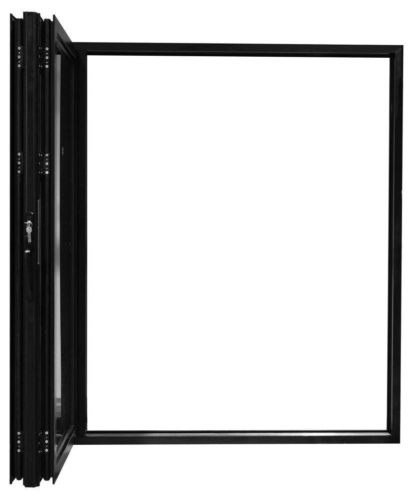 Patio Bi-Fold Door Open Right to Left 72"x96", 2-panel, Black Color, Low E Glass