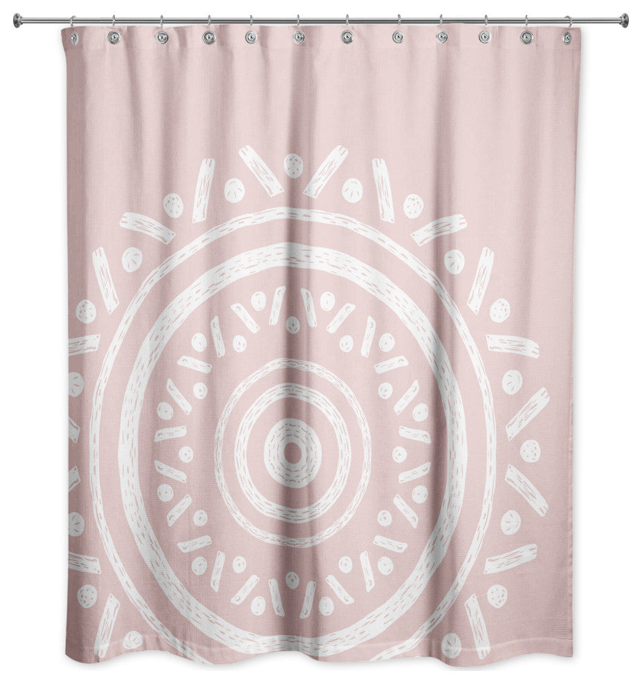 Simple Pink Boho Circle 71x74 Shower Curtain