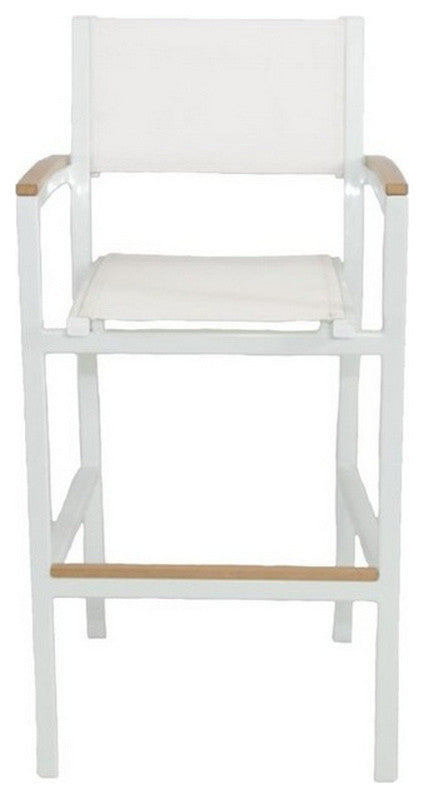 Riviera Outdoor Aluminum and Sling Bar Chair, White