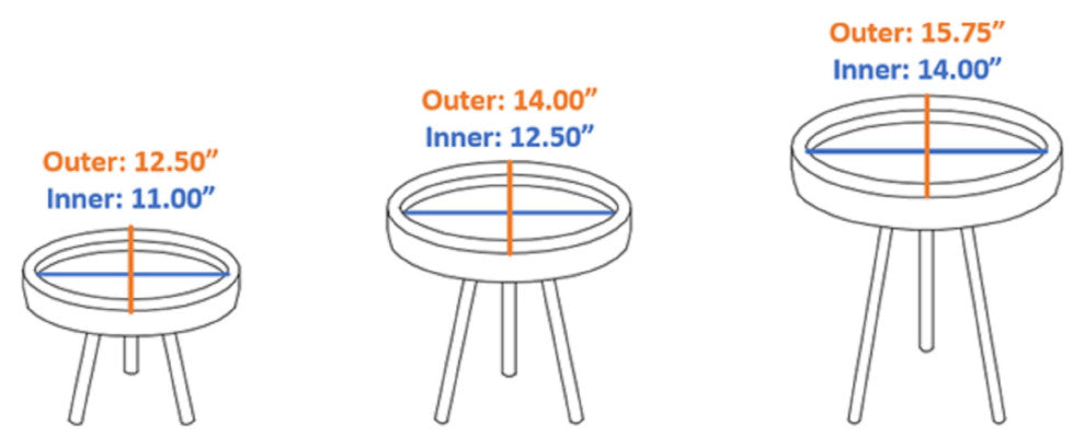 Lily 3pc Round Accent Side Table Set