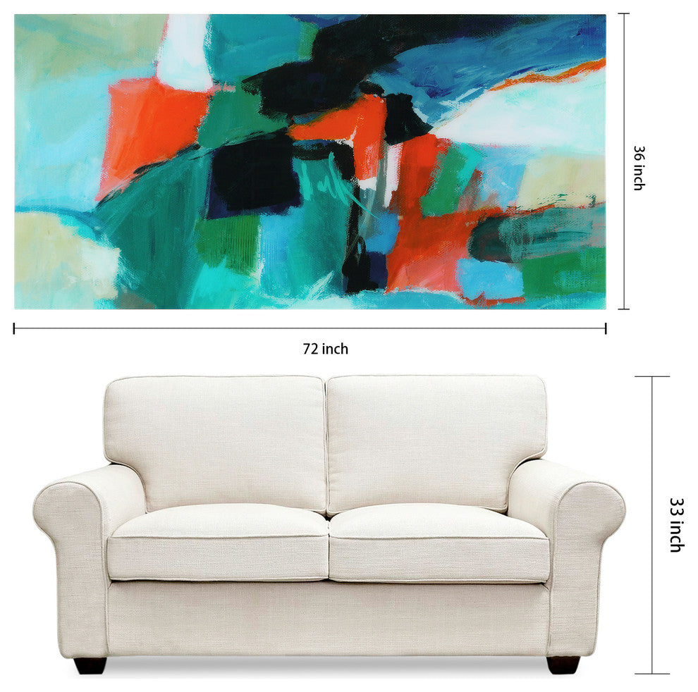 "Color Splash"  Abstract Wall Art Tempered Glass Contemporary Wall Art 72" x 36"