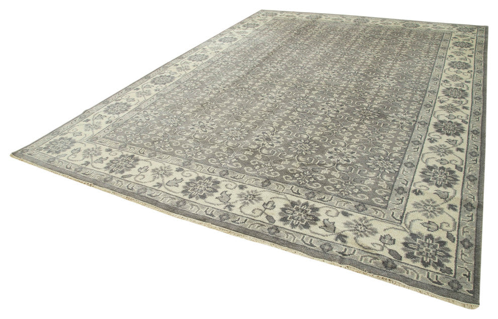 Rug N Carpet - Handmade Oriental 9' 10" x 13' 10" Pastel Grey Oushak Rug