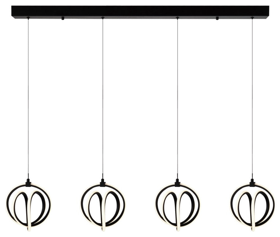 Rose 4 Light LED Chandelier Black