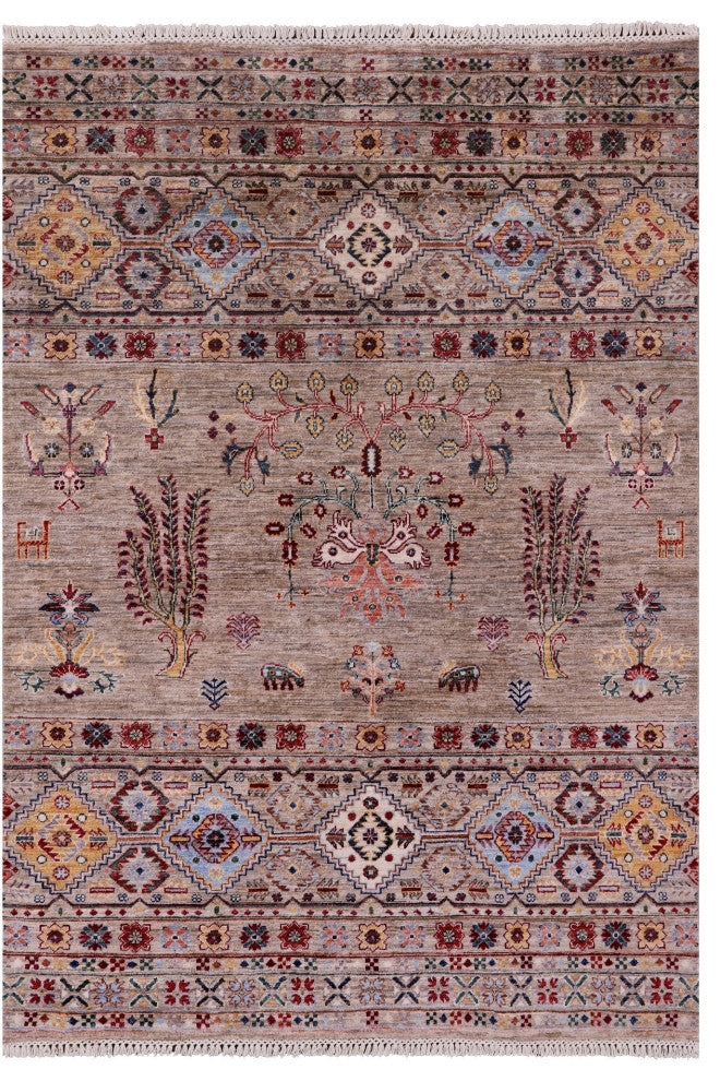 Persian Gabbeh Tribal Hand Knotted Wool Rug 5' 0" X 6' 8" Q10092