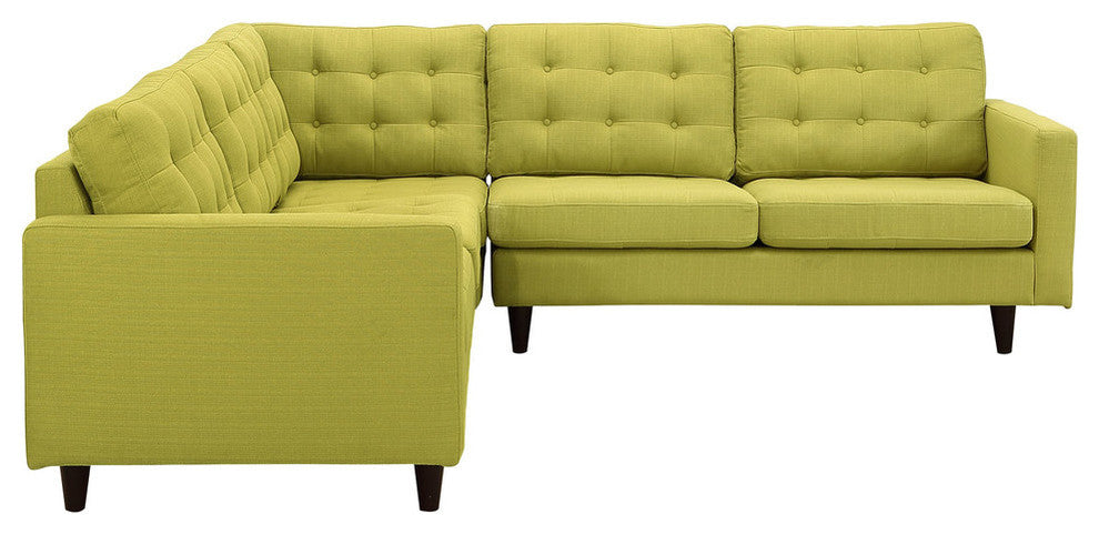 Modern Contemporary Fabric Sectional Sofa Set, Wheatgrass Fabric, 3-Piece Set