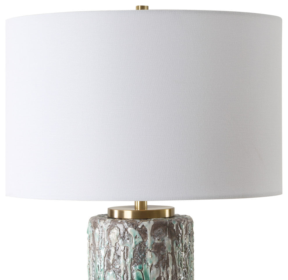 Uttermost Meltdown Ivory Teal Table Lamp