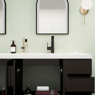 Carla 72" Freestanding Bathroom Vanity With Double Sink, Gloss Black