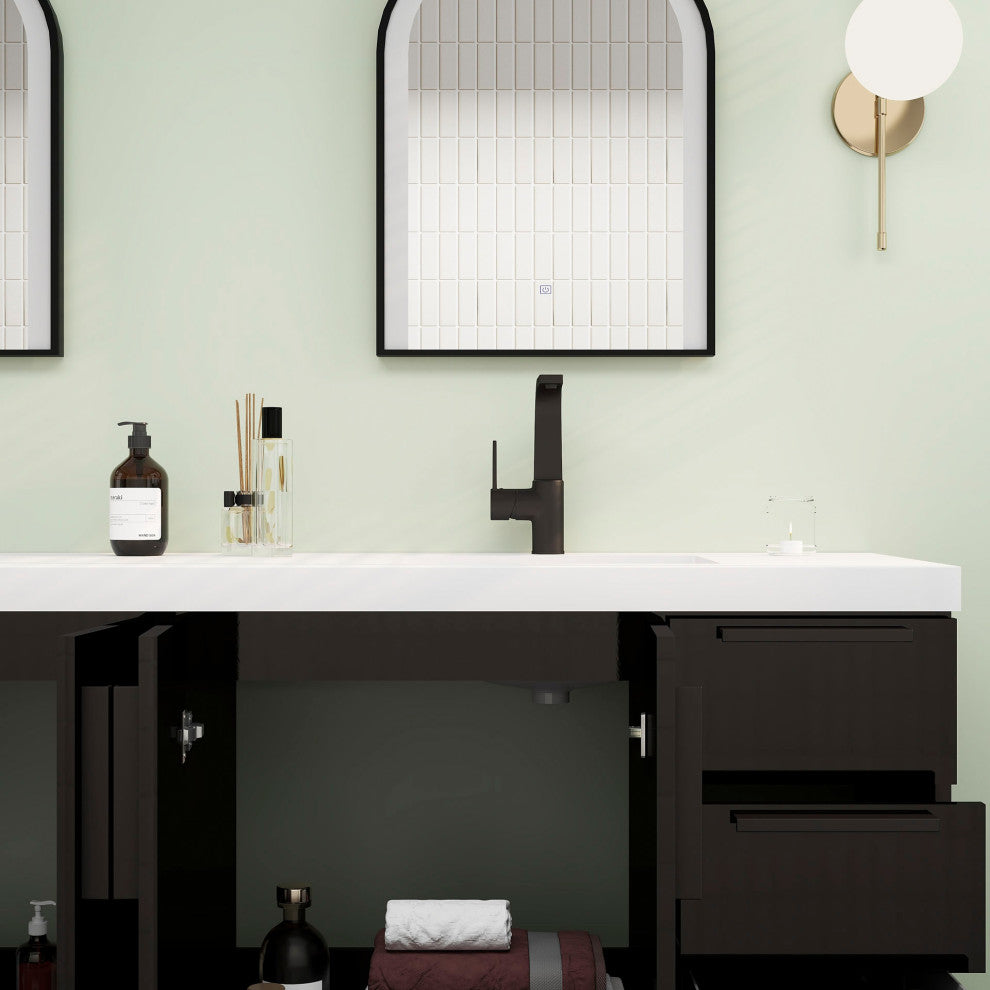 Carla 72" Freestanding Bathroom Vanity With Double Sink, Gloss Black