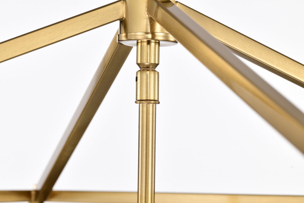 4-Light 16 in. Gold Caged Lantern Modern Pendant