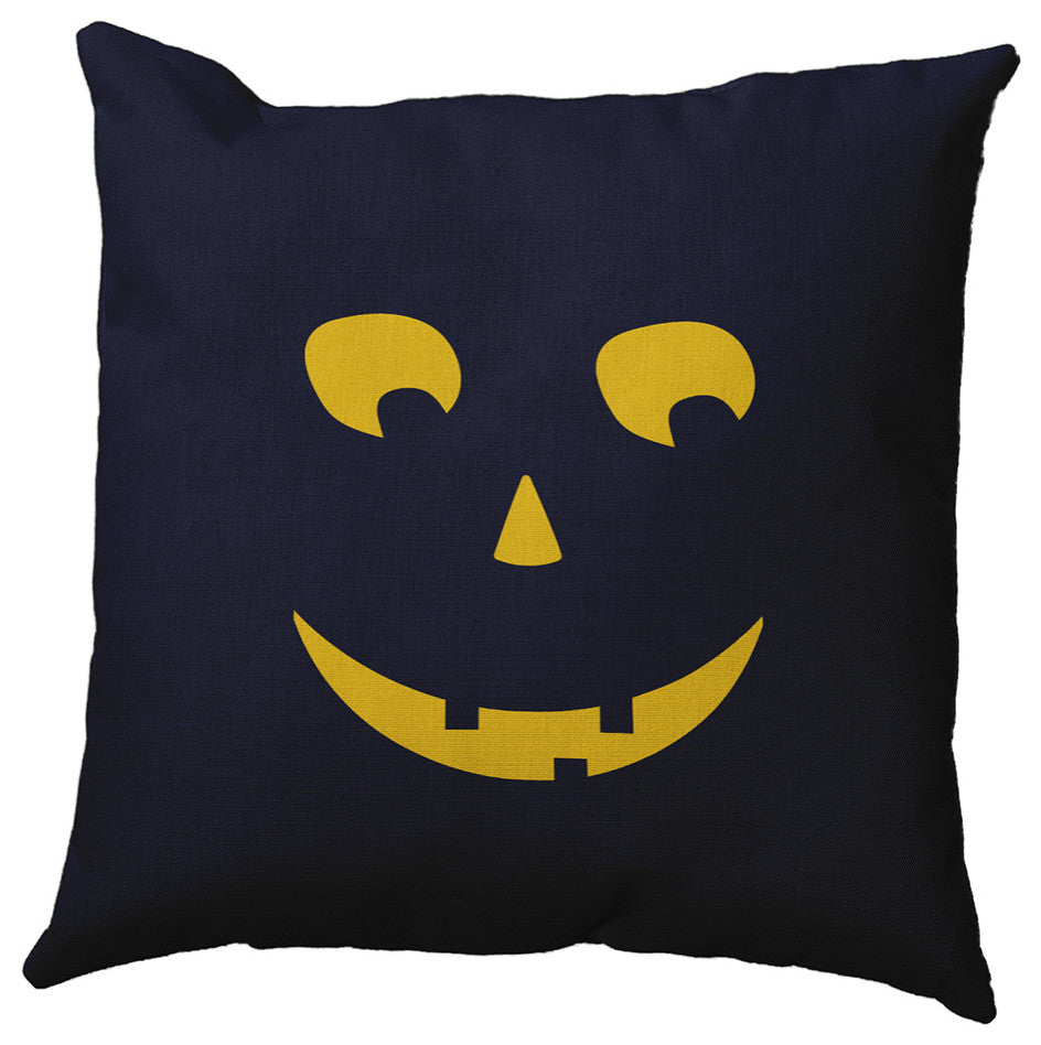 Halloween Jack-O-Lantern Left Accent Pillow, Navy, 20"x20"