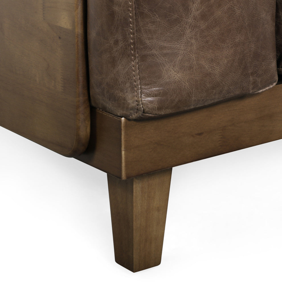 Connor Contemporary Oversized Club Chair, Espresso/Dark Walnut, Top Grain Leather