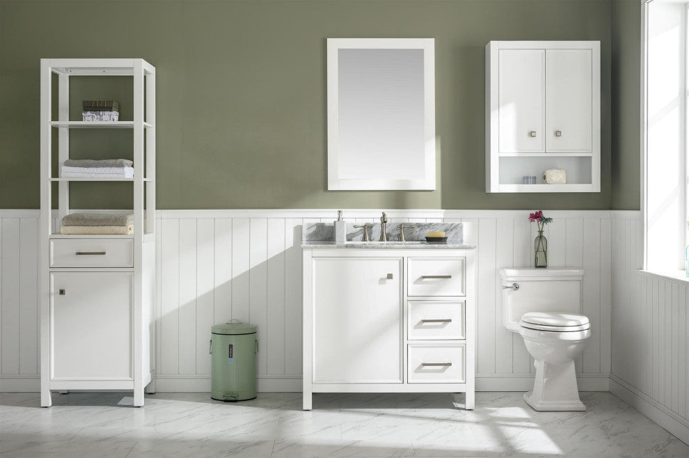 36" Single Sink Vanity Cabinet, White
