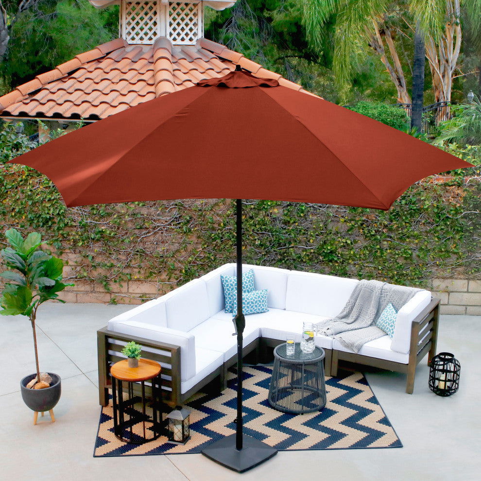 Astella 11' Round Table Patio Umbrella, Auto Crank Lift, Polyester, Brick