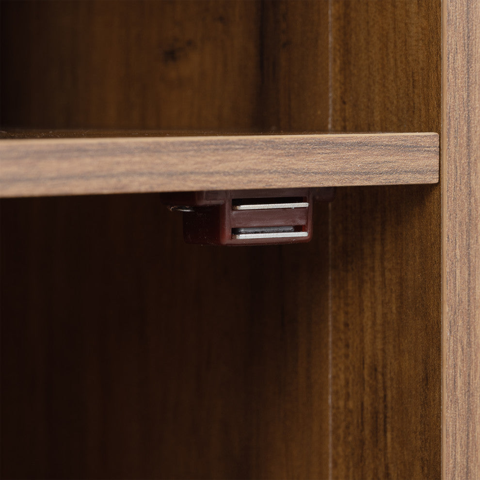Melamine Board Nightstand with Door and Exterior Shelves
