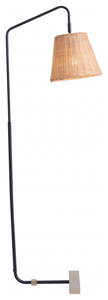 Natural Black and Woven Floor Lamp