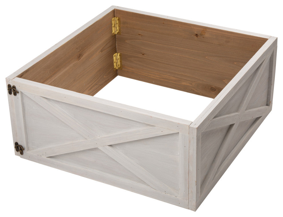 26"L Washed White Wooden Tree Collar