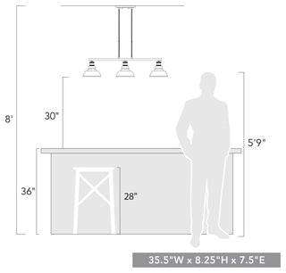 Golden Lighting 0305-LP Carver 3 Light 8"W Linear Pendant - Matte Black