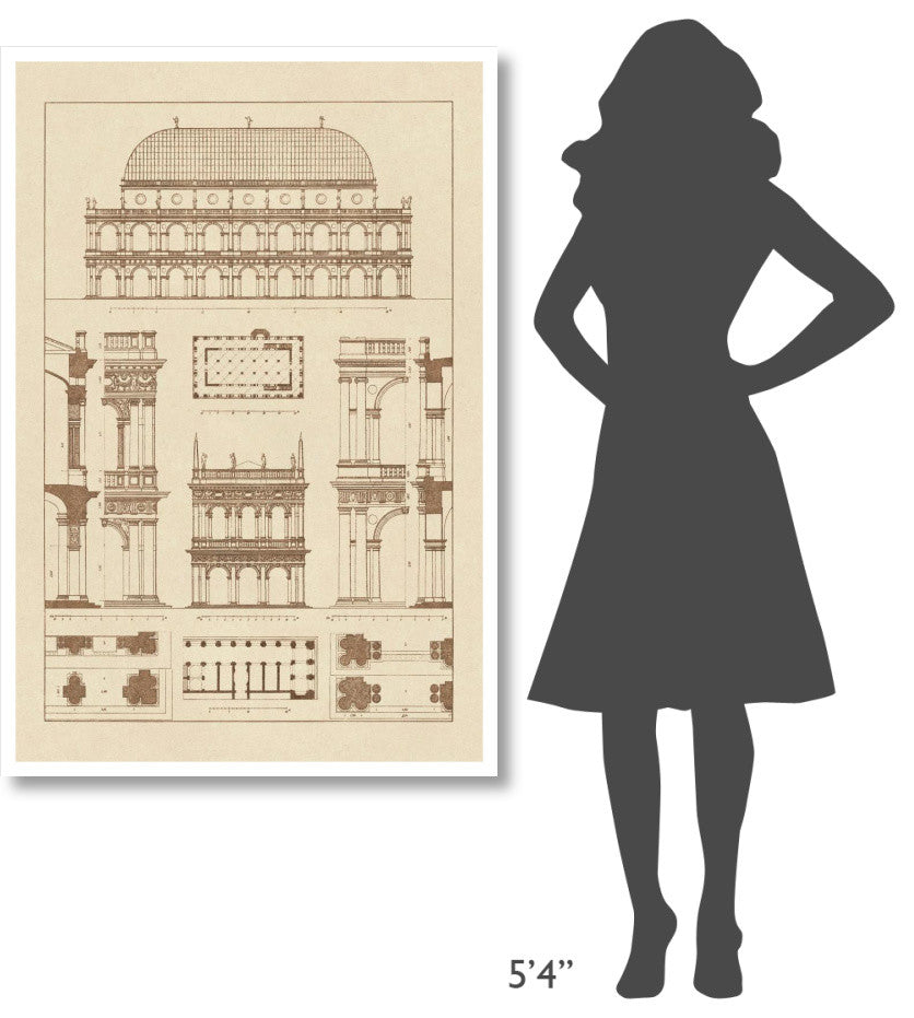 "Basilica at Vicenza and Library of St. Marks at Venice" Paper Art, 34"x50"