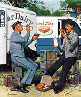 "Milkman Meets Pieman" Painting Print on Canvas by Stevan Dohanos