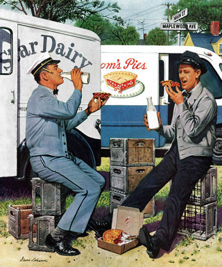 "Milkman Meets Pieman" Painting Print on Canvas by Stevan Dohanos
