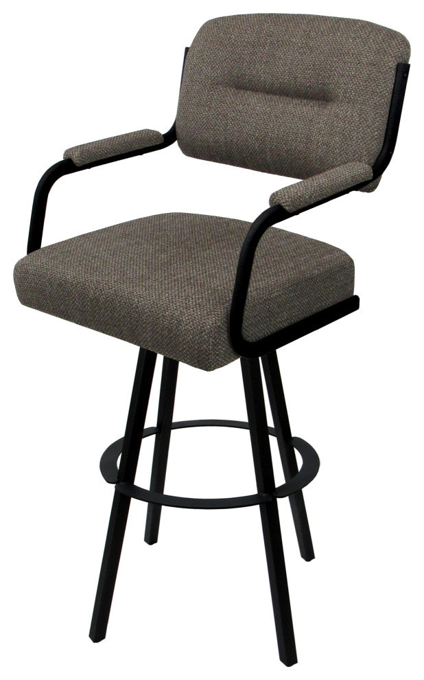 Swivel Metal Bar Stool on Warren Base, Plumley Cocoa/Black, 26"