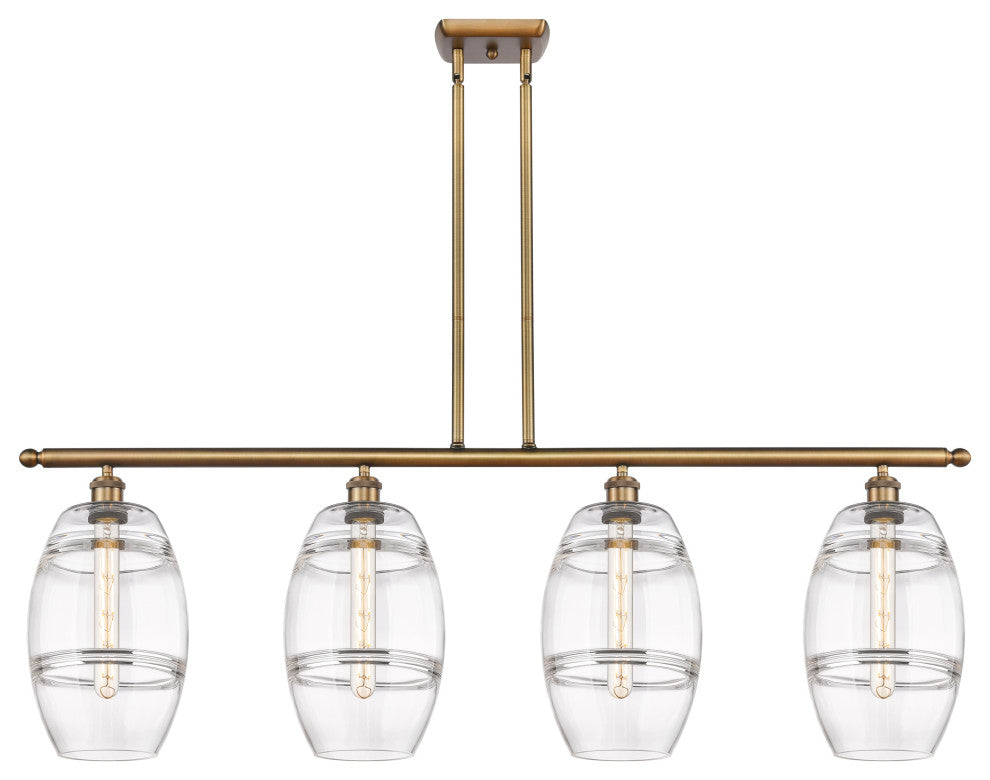 Ballston-Vaz 4-Light 48" Stem Island Light, 8"D Brushed Brass, Clear