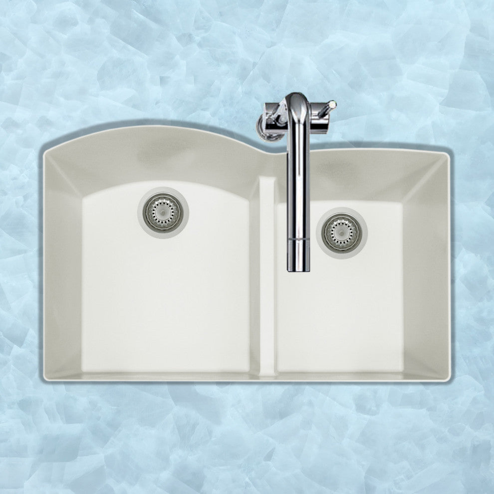 Houzer P-175U Quartztone 33" Undermount Double Basin Granite - Midnite