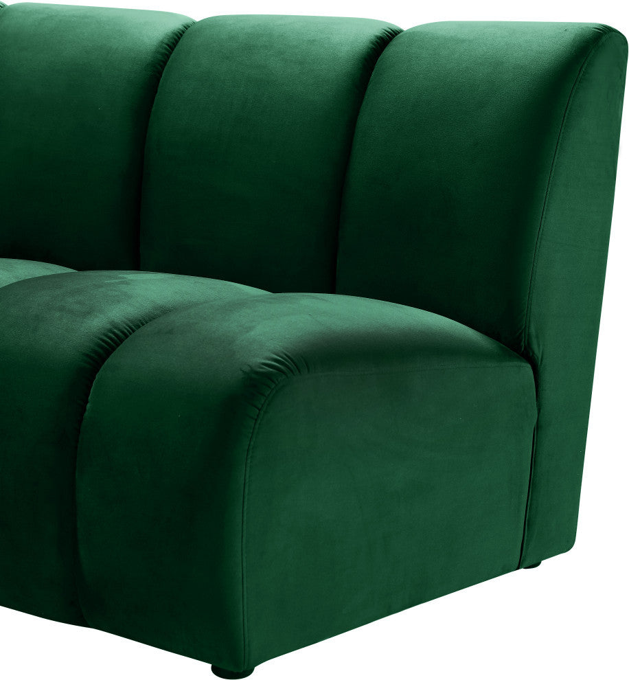 Infinity Channel Tufted Velvet Modular Chair, Green, 2 Piece