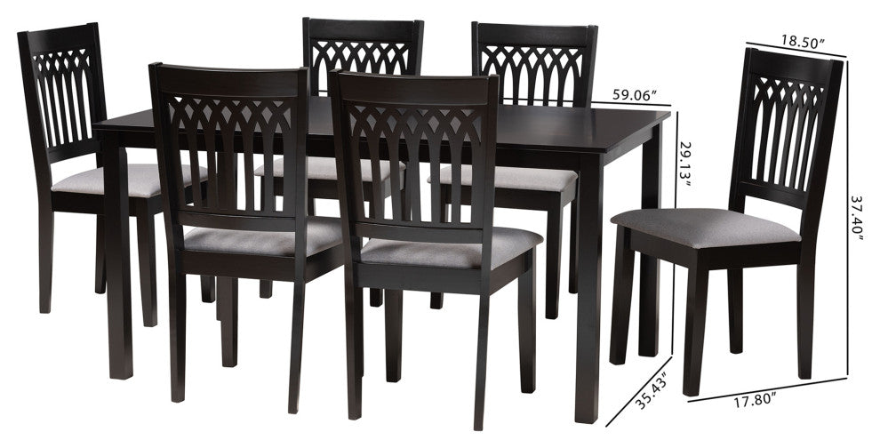 Marsala Modern Collection, Gray/Dark Brown, 7-Piece Dining Set