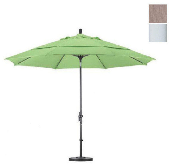 11' Matted White Collar Tilt Crank Aluminum Umbrella, Champagne Olefin