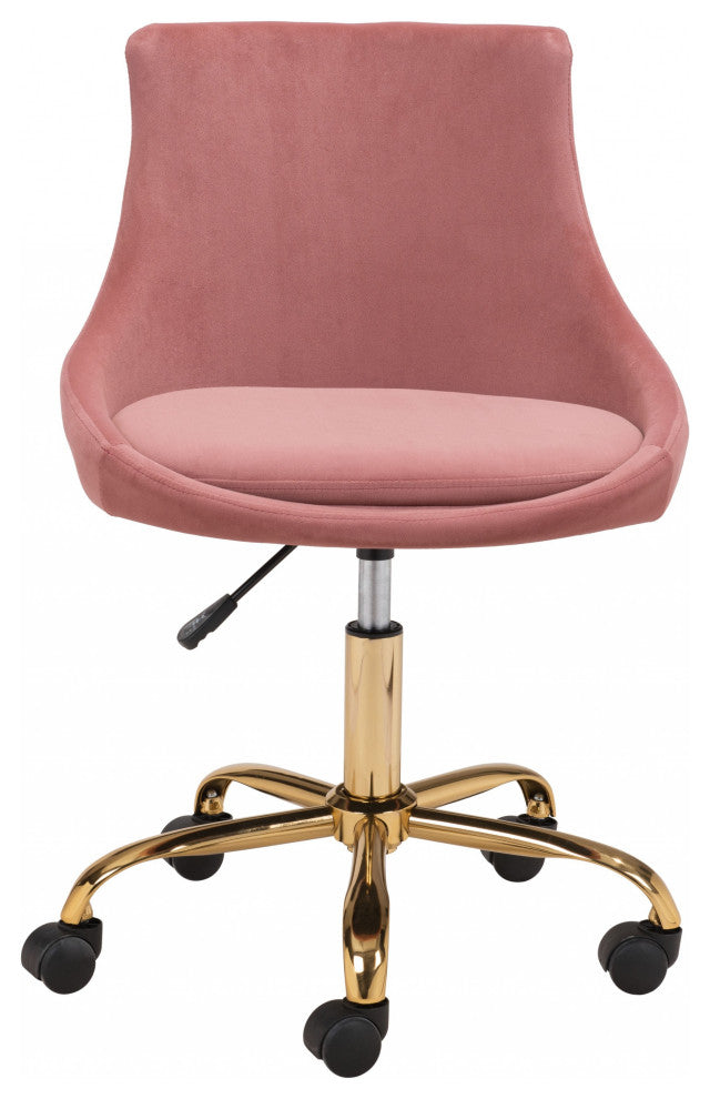 Glam Pink and Gold Round Armless Rolling Office Chair