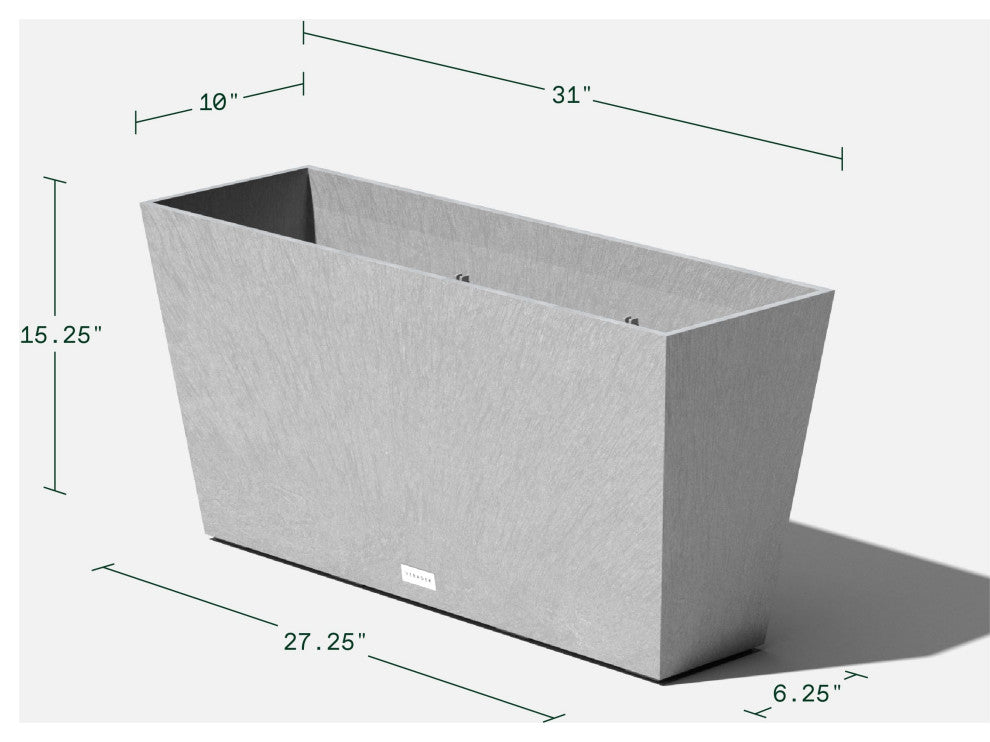 Midori Trough Planter, Grey, 31 Inch, 1 Pack