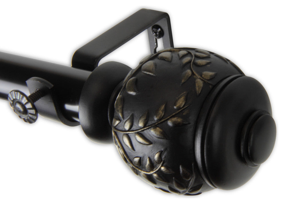 Frond 1" Curtain Rod, Black, 160"-240"
