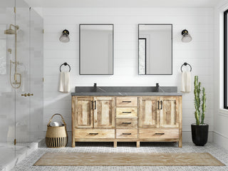 Malibu Mango 72" Double Sink Bath Vanity, White Washed 2" Piatra Gray