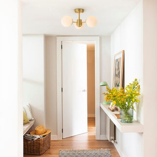 Mid-Century Modern 3-Light Sputnik Glass Globe Semi Flush Mount