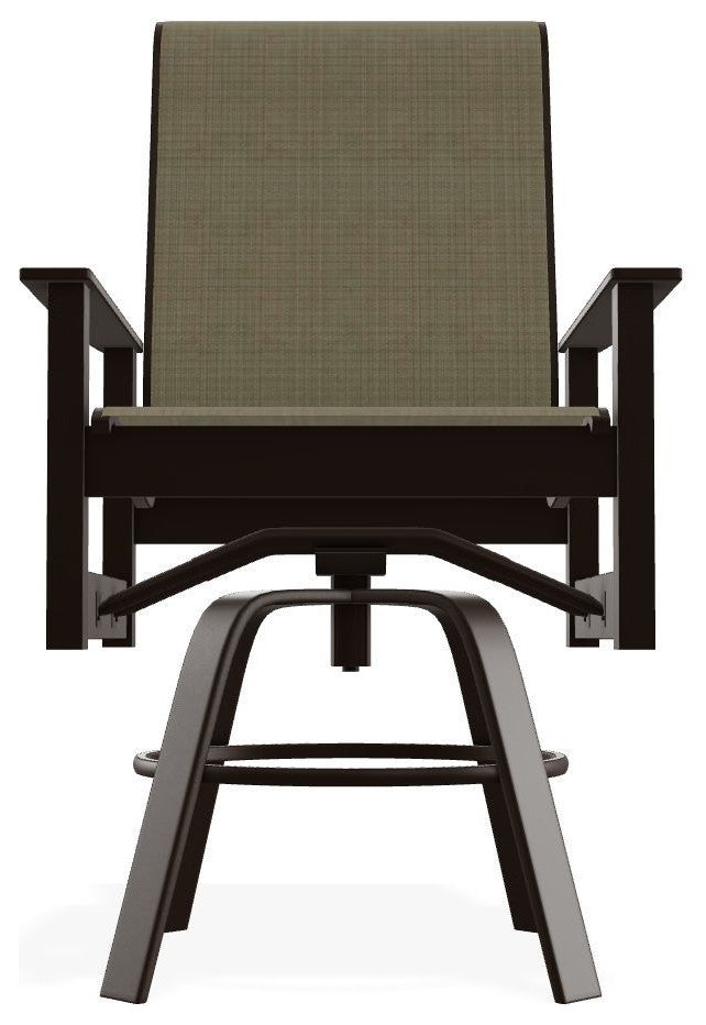 Leeward Sling Balcony Height Outdoor Swivel Armchair, Elevation Stone/Kona