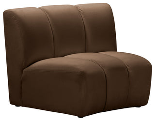Infinity Channel Tufted Velvet Modular Chair, Brown, 1 Piece