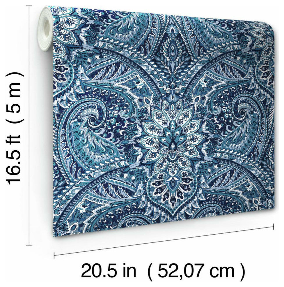 Blue & Grey Swept Away Peel & Stick Wallpaper